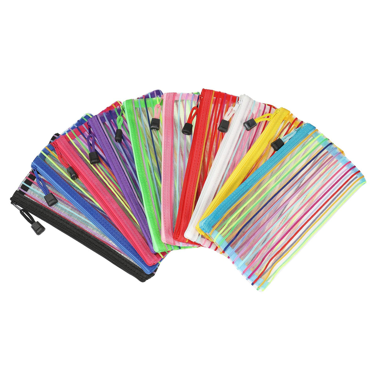 Meccanixity Mesh Zipper Pouches, B6 Pencil Case Document File Bags Storage Organizer For Office Supply Travel Accessory, Multico