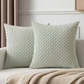 Kevin Textile Pack Of 2 Corduroy Decorative Throw Pillow Covers 16X16 Inch Spring Soft Boho Striped Pillow Covers Modern Farmhouse Home Decor For Spring Sofa Living Room Couch Bed Light Green