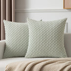 Kevin Textile Pack Of 2 Corduroy Decorative Throw Pillow Covers 16X16 Inch Spring Soft Boho Striped Pillow Covers Modern Farmhouse Home Decor For Spring Sofa Living Room Couch Bed Light Green