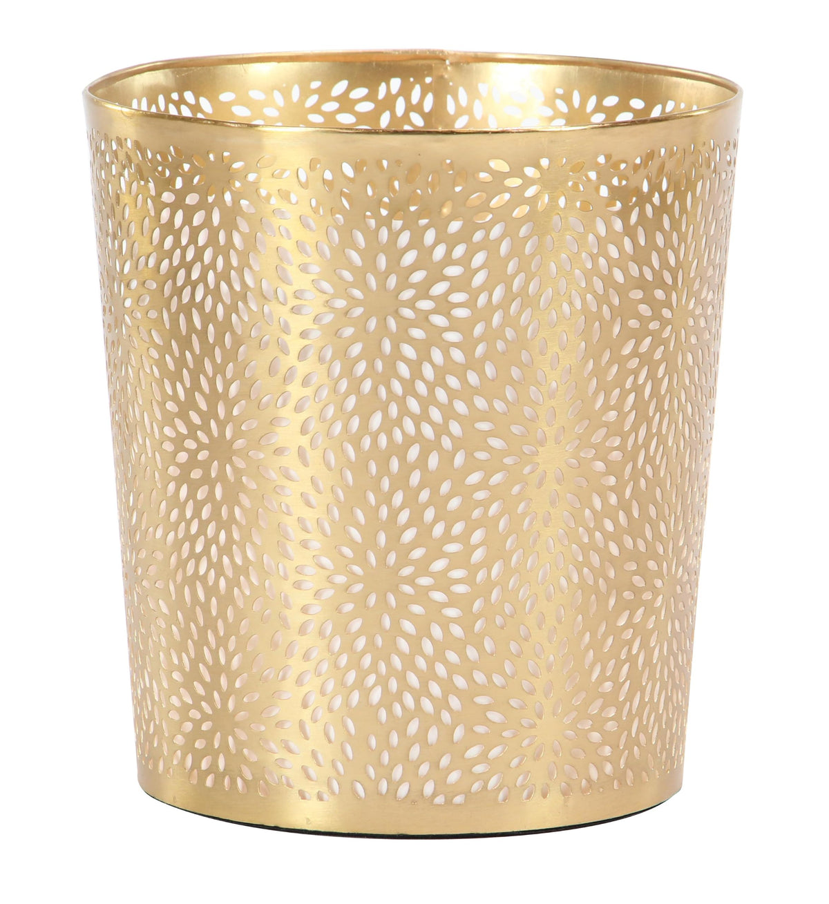 CosmoLiving Metal Floral Small Waste Bin, Trash Can 9 x 9 x 10, Gold