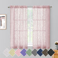 Chyhomenyc Marilyn Blush Pink Sheer Curtains 54 Inch Length For Bedroom, Light Filtering Soft 3D Leaf Clip Jacquard Textured Rod