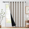 Jinchan 100% Blackout Boho Curtain 84 Inches Long For Bedroom 1 Panel Extra Wide Printed Curtain Black On Beige Geometric Gromme