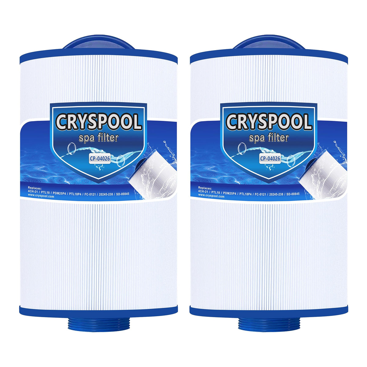 Cryspool Spa Filter Compatible With 4Ch-21, Ptl18, Pdm25P4, Ptl18P4, Fc-0121, 20245-238, Sd-00845, 19Sq.Ft, 2 Pack