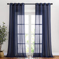 Nicetown Linen Sheer Living Room Curtains 90 Inch Long, Privacy Chic Semi Sheer Window Drapes Privacy With Light Filtering For B