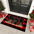 Christmas Outdoor Rug Set, Christmas Tree Door Mat Combo Set, Welcome Mat + 28 x 43 inch Red Black Buffalo Plaid Rugs, Checkered