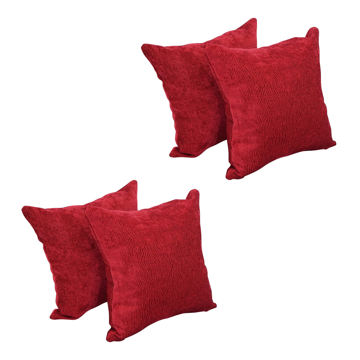 Blazing Needles Square Polyester Jacquard Throw Pillows, 17&quot;, Ashfield Claret 4 Count