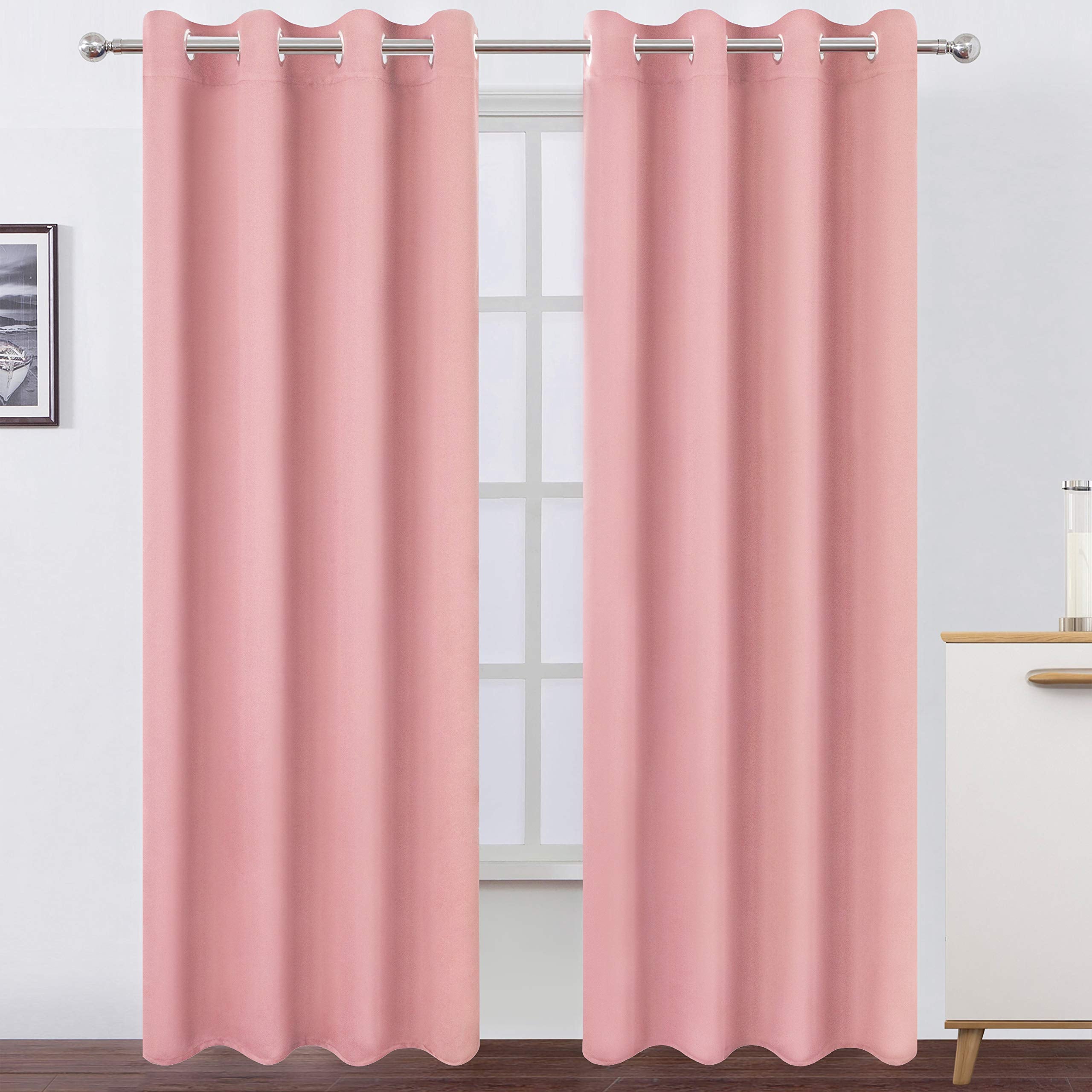 Lemomo Pink Thermal Blackout Curtains/52 X 95 Inch/Set Of 2 Panels Room Darkening Curtains For Bedroom
