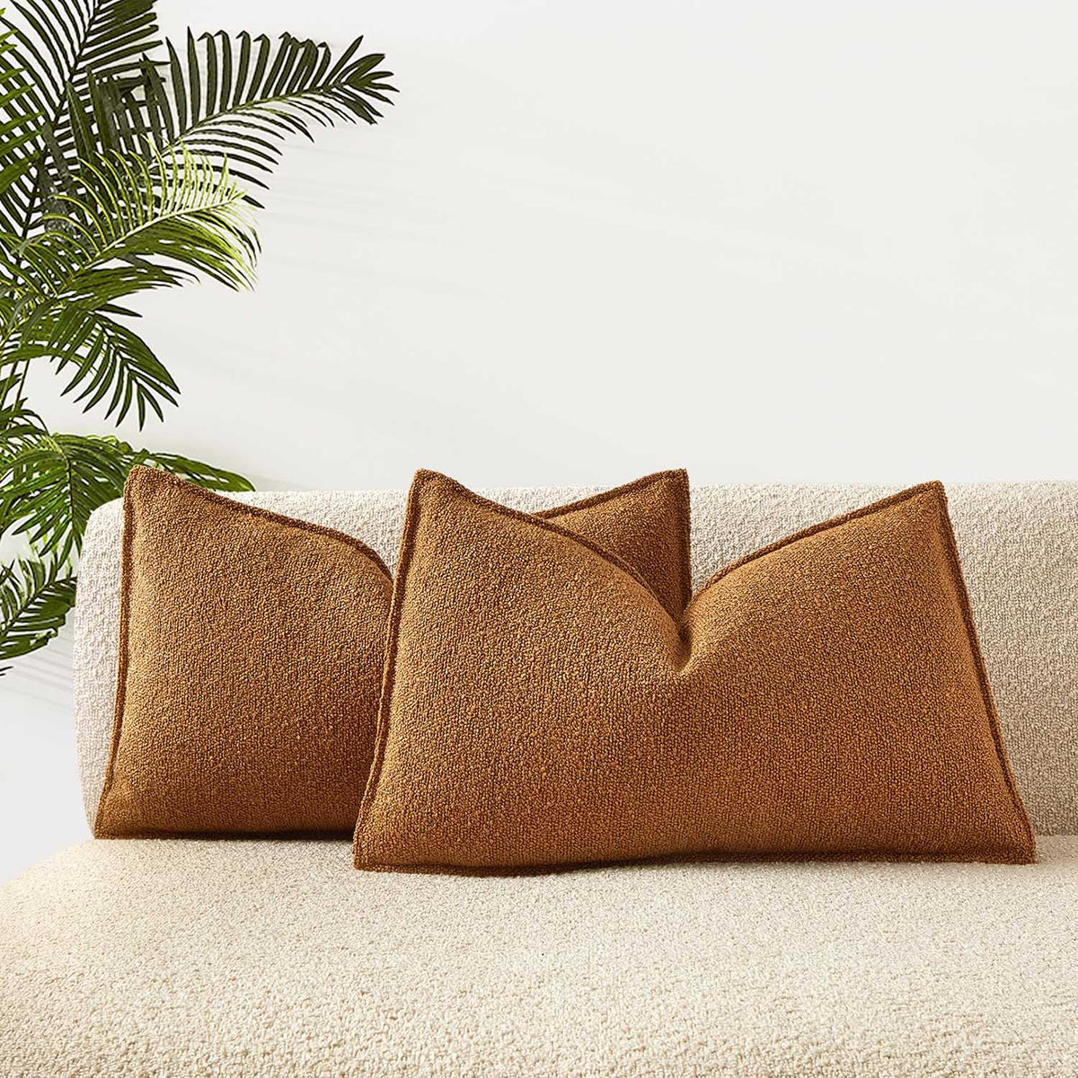 Juspurbet Textured Boucle Throw Pillow Covers With Broadside Decorative Set Of 2 Accent Solid Pillow Cases Cozy Soft Throw Pillo