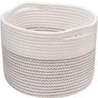 INDRESSME Small Rope Basket Round Woven Storage Basket Cute Dog Toy Basket Cotton Basket Baby Nursery Hamper Shelf Decorative Bi