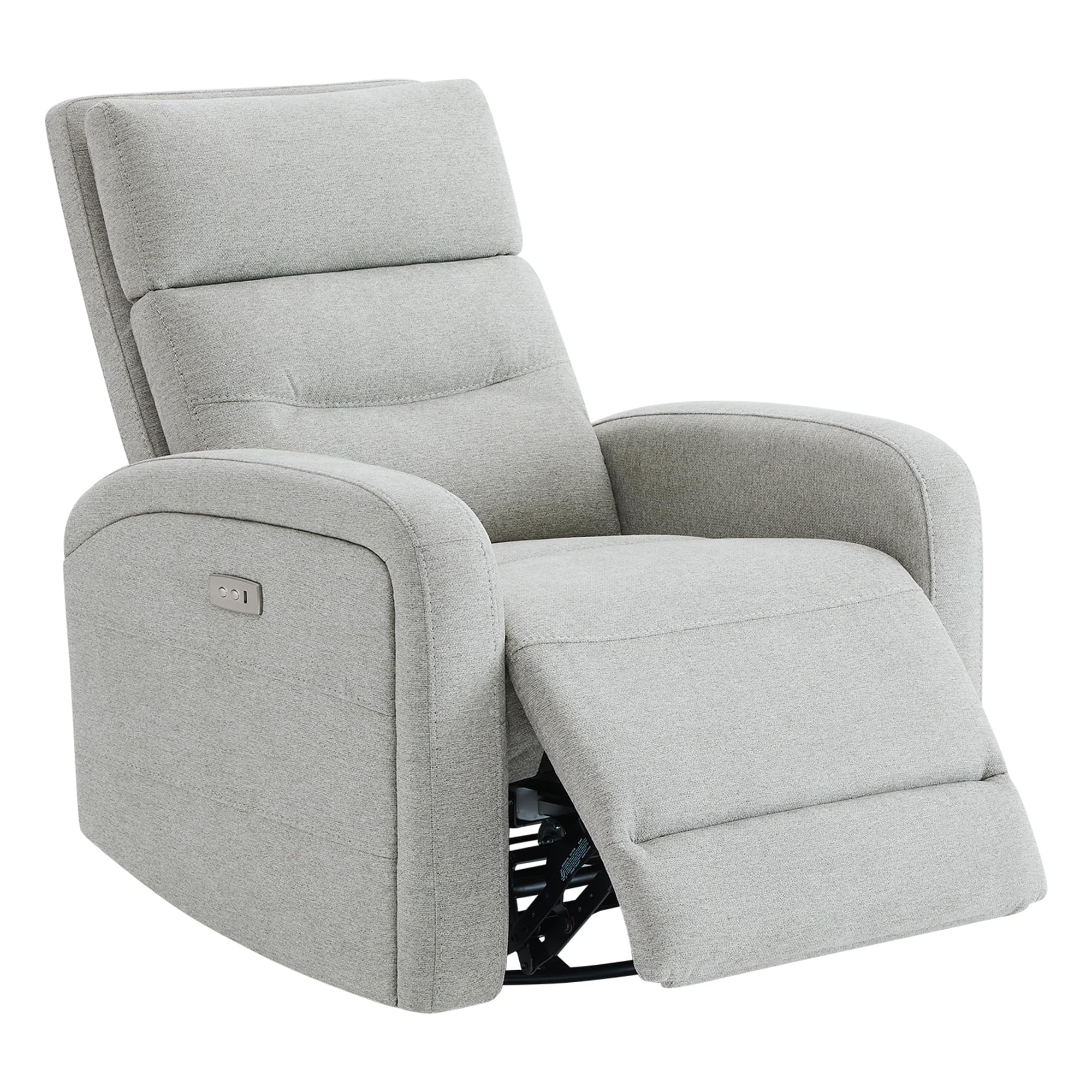 Watson & Whitely Swivel Power Recliner Glider Rocker, Small Recliner with Charging Port for Living Room, Fabric in Dove Grey