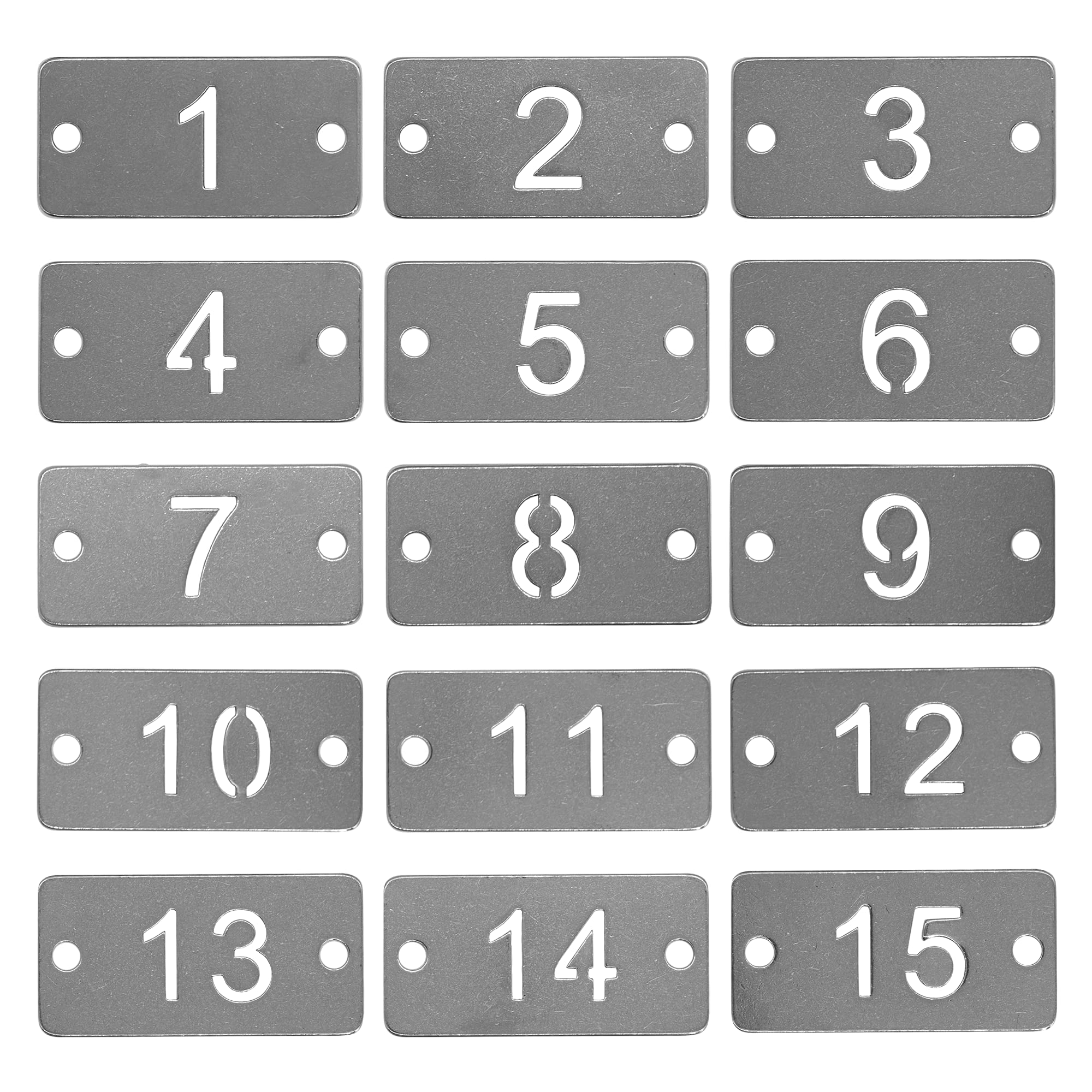 Staymax Rectangle Metal Hollowed Numbered Tags Stainless Steel Number Tags Key Tags (1-25)