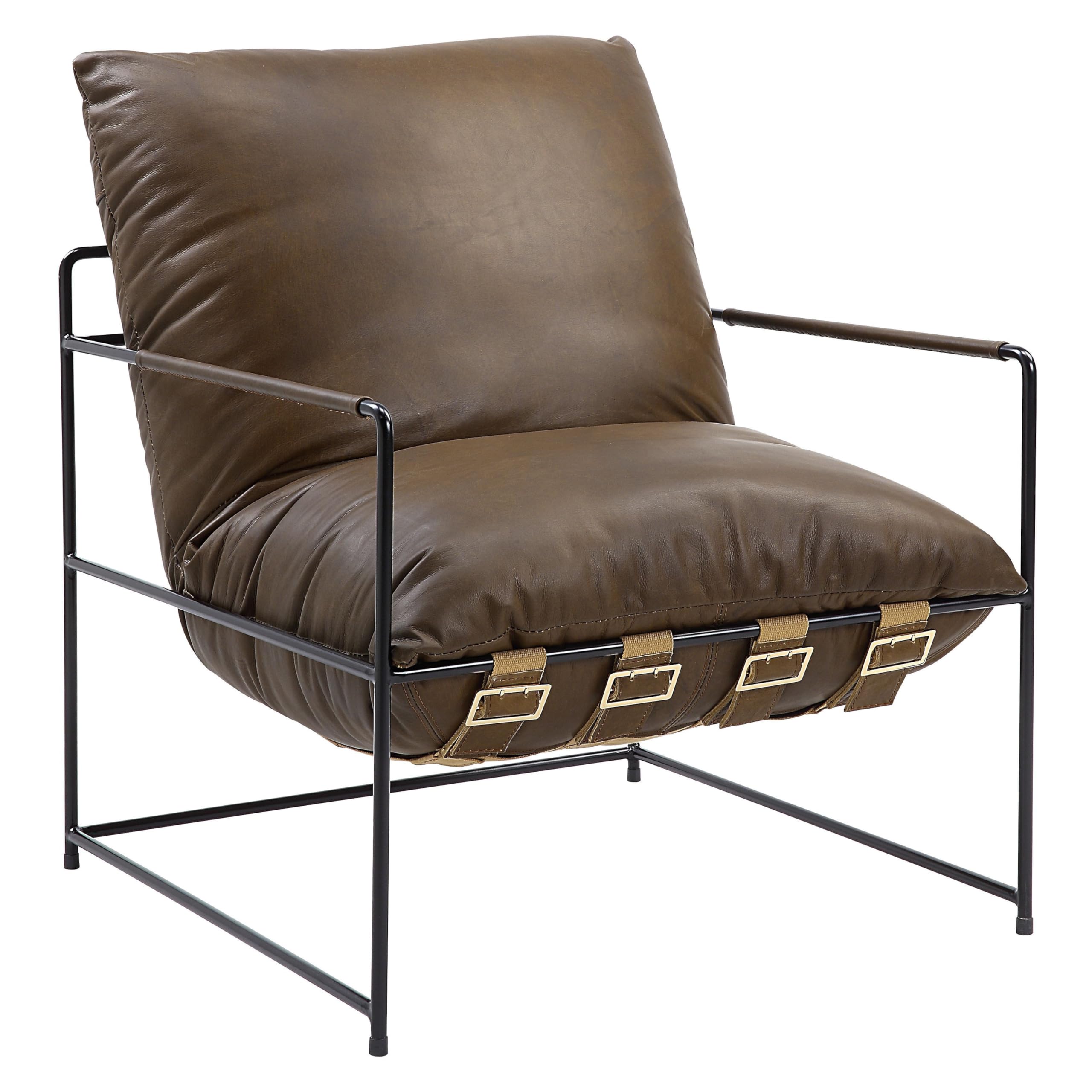 Acme Furniture Saturn Leather Metal Frame Accent Chair Cushion