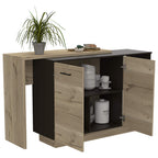 FM FURNITURE Aspen Kitchen Island with Two Exposed Shelves and One Drawer with Three divisions