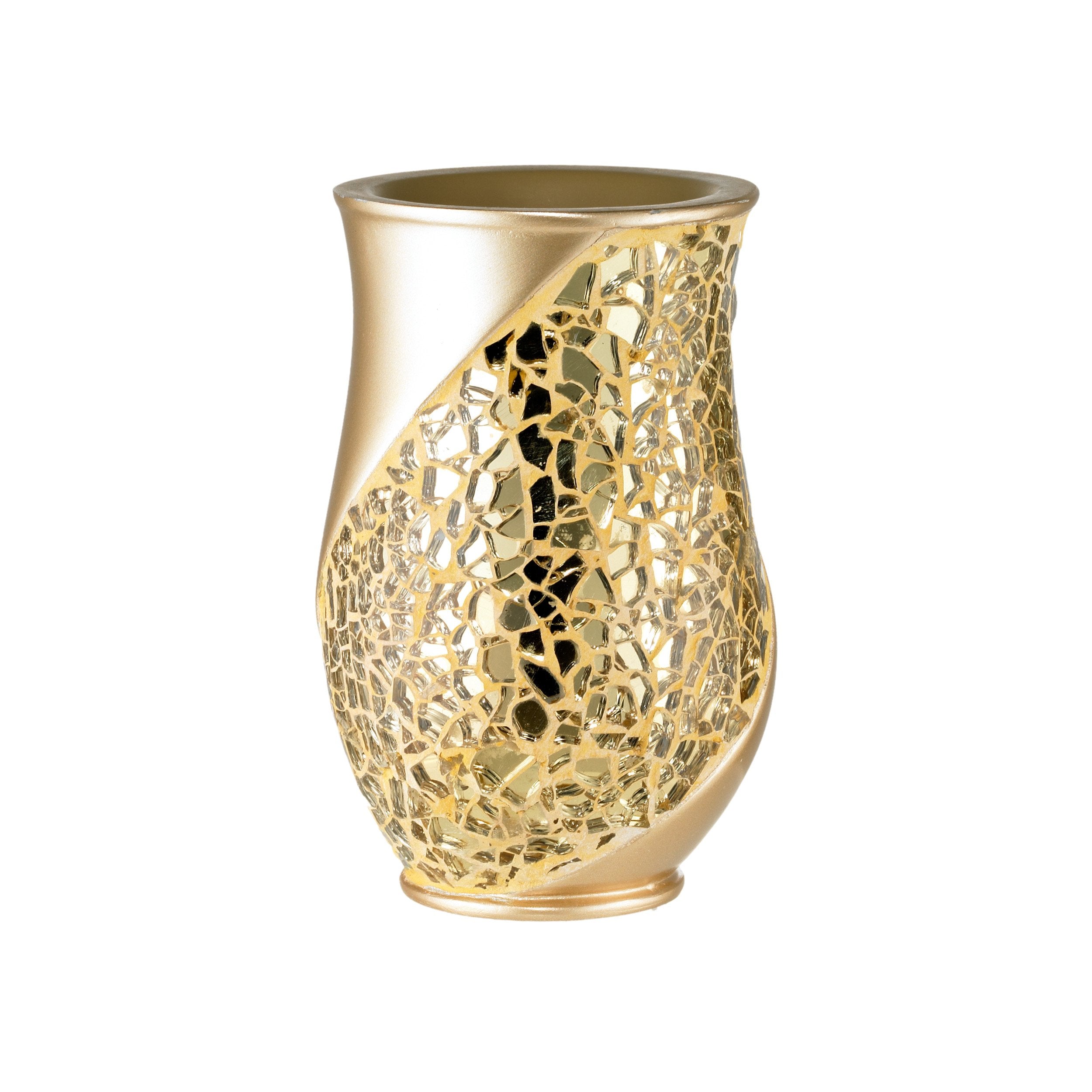 Zahari Home Sinatra Bath Tumbler Toothbrush and Toothpaste Holder Makeup Organizer, Champagne