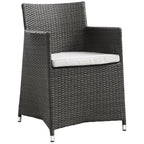 Modway Junction Wicker Rattan Outdoor Patio Dining Armchair With Cushion In Brown White