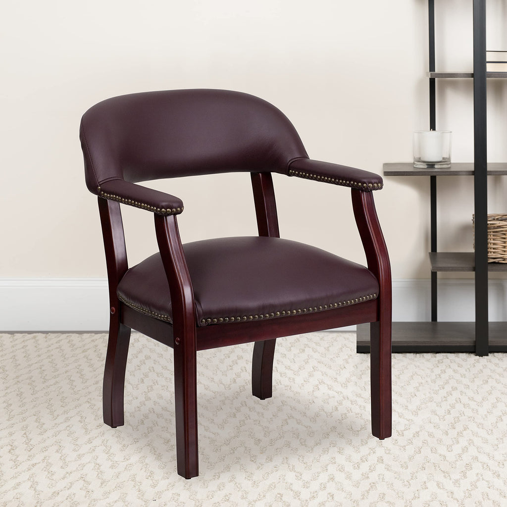 Flash Furniture Diamond Burgundy LeatherSoft Conference Chair with Accent Nail Trim