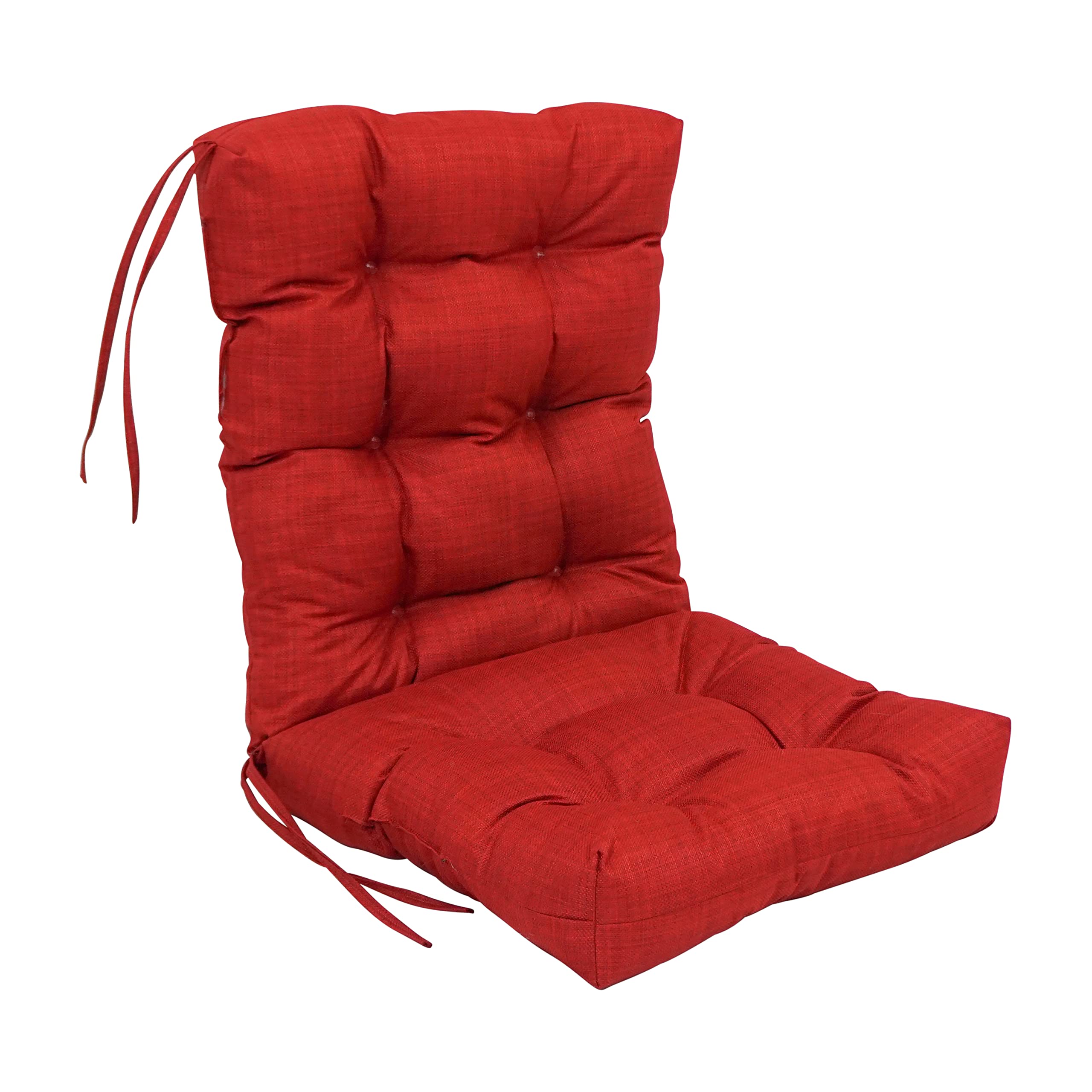 Blazing Needles Indoor/Outdoor Tufted Seat/Back Chair Cushion, 18 x 38, Paprika