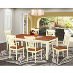 East West Furniture QUPL7-WHI-W 7 Piece Kitchen Table & Chairs Set Consist of a Rectangle Dining Room Table with Butterfly Leaf and 6 Solid Wood Seat Chairs, 40x78 Inch, Buttermilk & Cherry