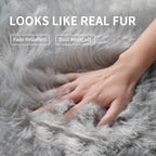 Faux Fur Rug For Bedroom, Gray Fluffy Rug Soft Sheepskin Runner Rug Sofa Couch Seat Cushion, 2X6Ft Grey Plush Area Rug Shag Rugs