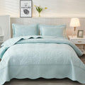 MarCielo 3-Piece 100% Cotton Oversized Bedspread Lightweight Quilt Coverlet Embroidery Farmhouse Bedding Set (Floral, Queen (98 