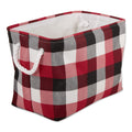 DII Buffalo Check Storage Collection Collapsible Bin with Handles, Large Rectangle, 17.5x12x15, Tri Color Cardinal Red
