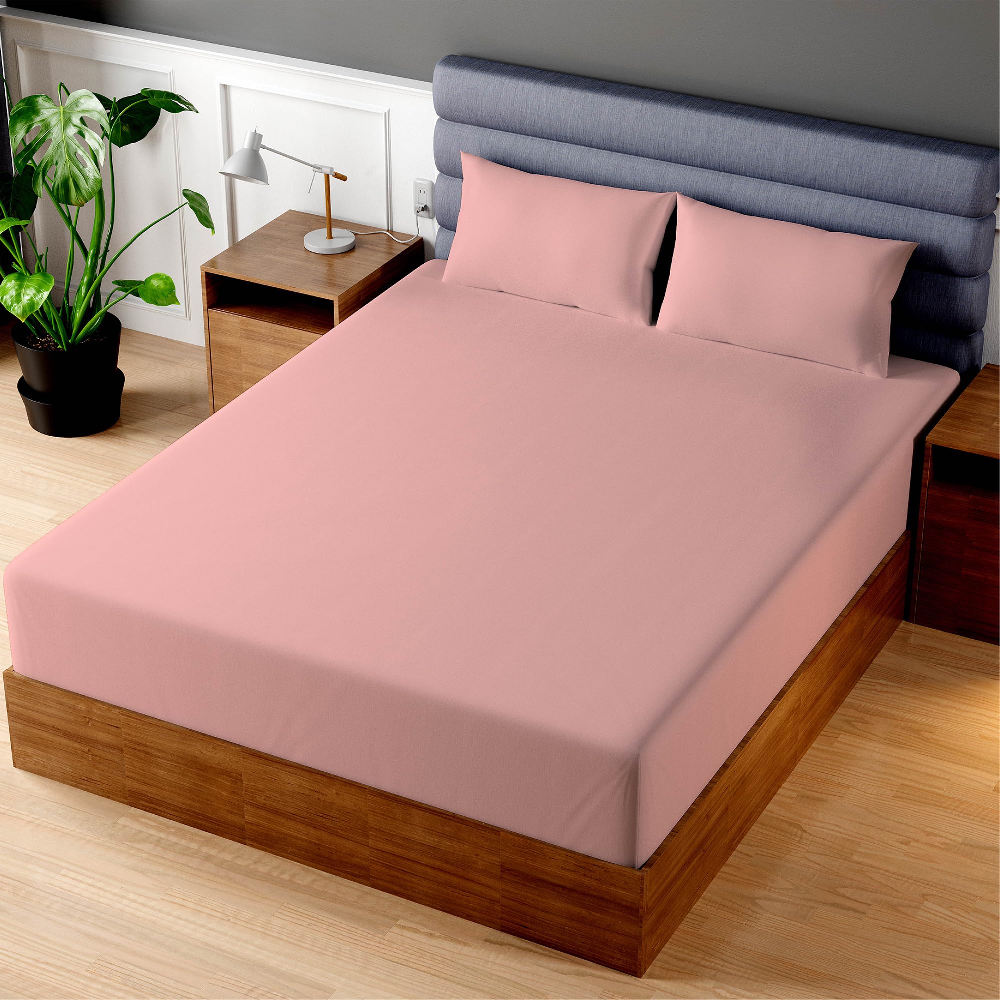 Superity Linen Short Queen Fitted Sheet Made from Cotton. Moisture Wicking Cotton Bed Sheet for Breathable, Dry, and Comfortable