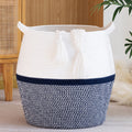KAKAMAY Woven Baskets for Storage(17x17),Large Cotton Rope Basket Woven Baby Laundry Hamper,Collapsible Laundry Basket, Blanket 