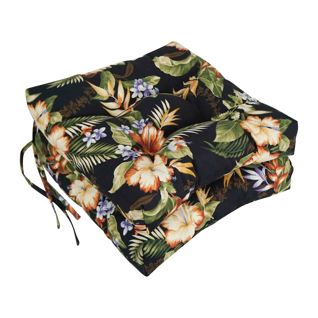 Blazing Needles 16-Inch Outdoor Square Chair Cushion, 16' X 16', Freeport Ebony 2 Count