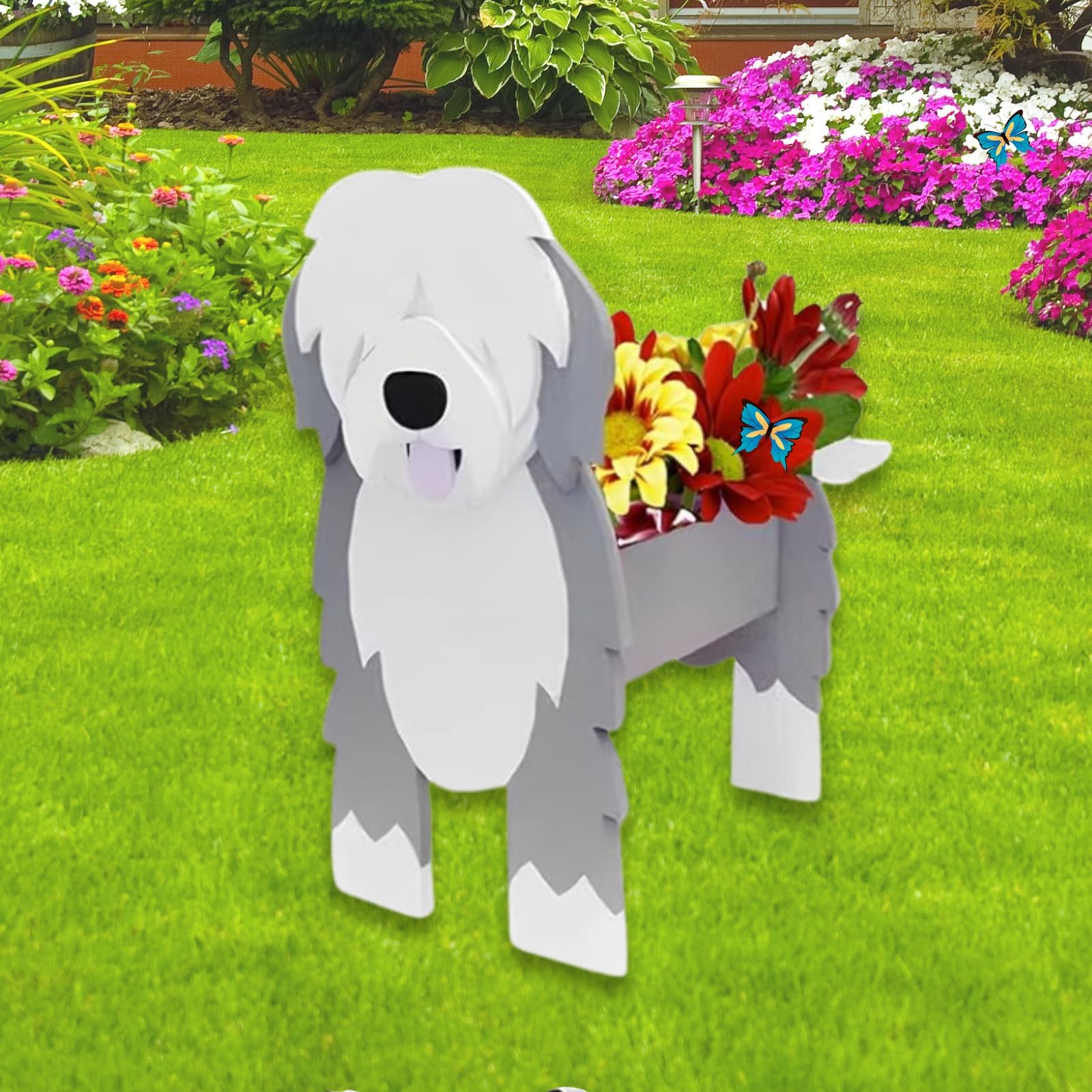 Strolfay English Shepherd Dog Planter Plant Pots,Cute Dog Flower Planter,Gifts For Pet Lovers,Unique Animal Plant Pots,Office,In