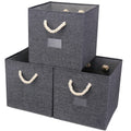 SYYOFUE Fabric Cube Storage Bins DarkGrey Storage Boxes Set 13x13x13 inch Baskets with Handle for home&office organization