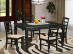 East West Furniture DUPF5-BLK-C 5 Piece Dining Room Furniture Set Includes a Rectangle Dining Table and 4 Linen Fabric Upholstered Chairs, 36x60 Inch, Black