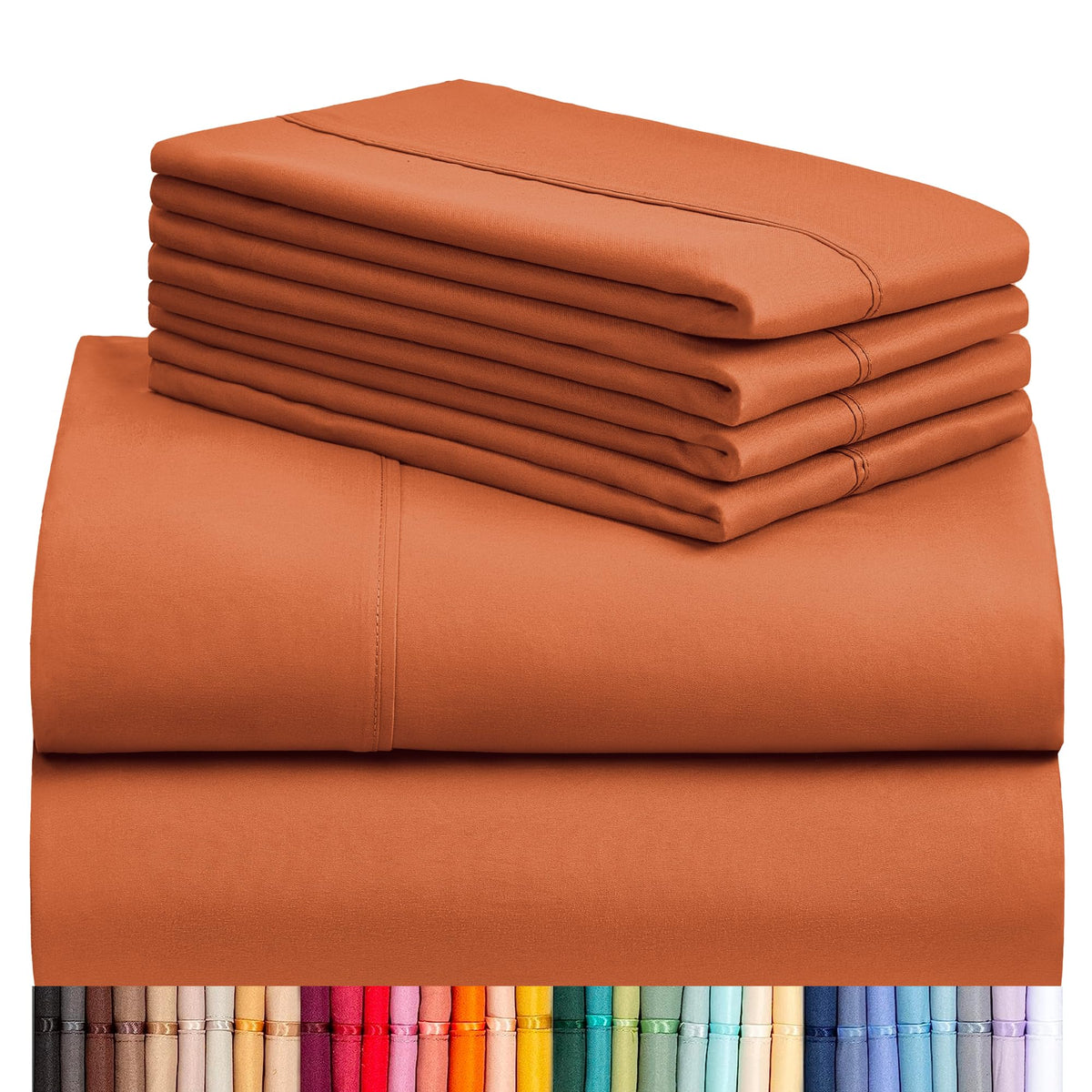 Luxclub 6 Pc Full Size Sheet Set Deep Pockets 18' Wrinkle Free Cooling Sheets Machine Washable Hotel Bedding Silky Soft - Autum