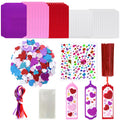 Yymobt 48 Set Valentines Bookmark Craft Kits Diy Blank Bookmarks Heart Shaped Stickers Satin Cord Red Pink Purple Diy Valentines