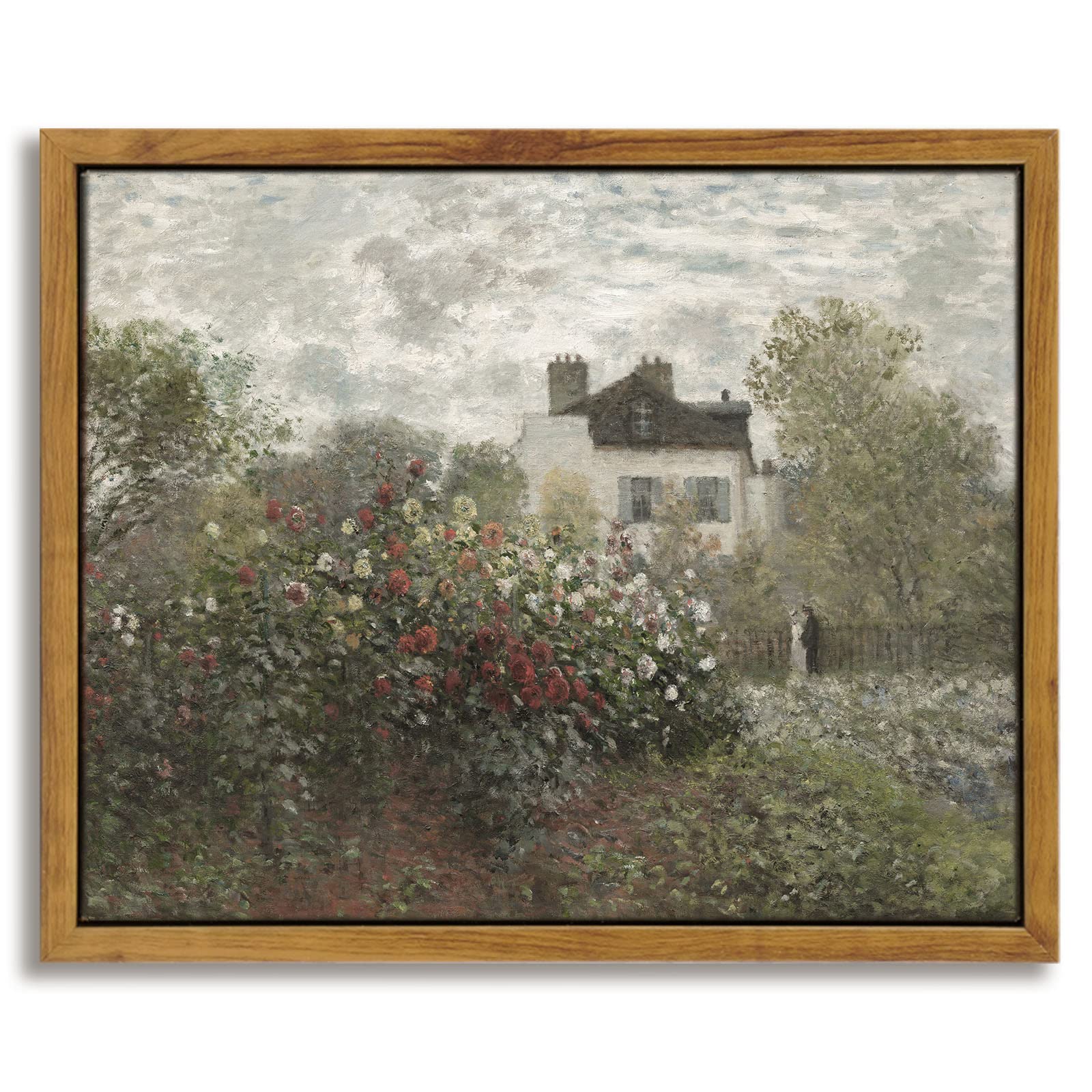 InSimSea Framed Canvas Wall Art Vintage Decor, Monet Flower Garden Painting Prints, Vintage Room Decor, Wall Decor Living Room B