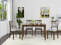 Lumisol 5-Piece Dining Set, Farmhouse Kitchen Table Set With 4 Upholstered Dining Chairs For Kitchen, Dining Room, Walnut