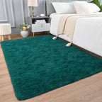 Arogan Shag Teal Area Rug For Bedroom, 5X7 Feet Washable Rugs For Living Room, Non-Slip Modern Indoor Floor Carpet Rugs, Plush M