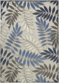 Nourison Aloha Indoor/Outdoor Grey/Blue 3'6' X 5'6' Area Rug, Easy Cleaning, Non Shedding, Bed Room, Living Room, Dining Room,