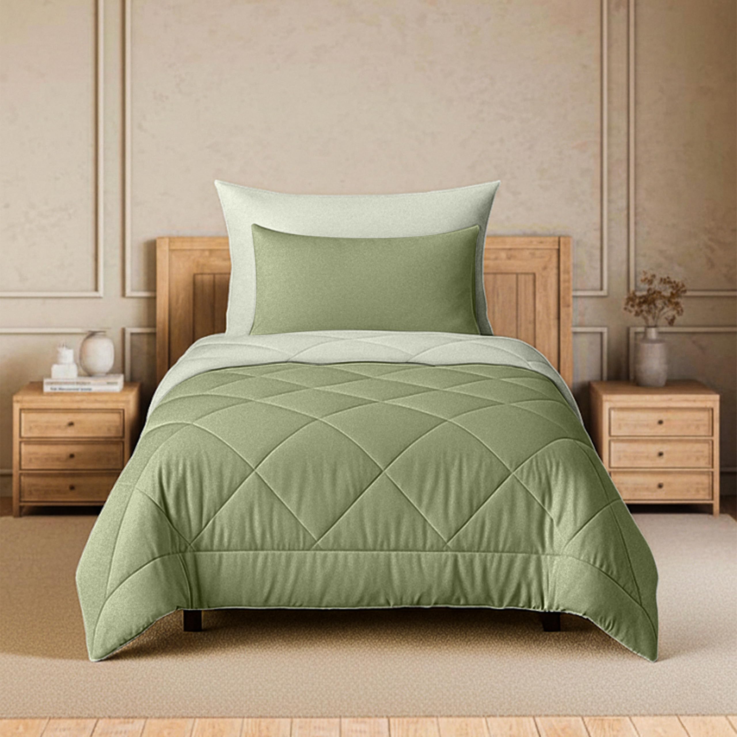 Enera Plush Single Bed Comforter | 220 Gsm Reversible Quilt | Soft, Lightweight & Breathable AllSeason Ac Blanket | Microfiber 