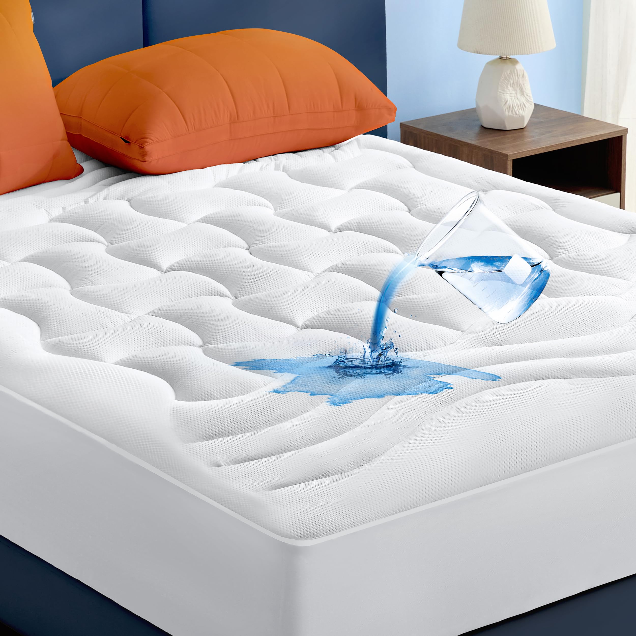 Bedsure California King Mattress Protector Waterproof - Quilted Fitted Cal King Mattress Pad Topper With 8-21 Inches Deep Pocket