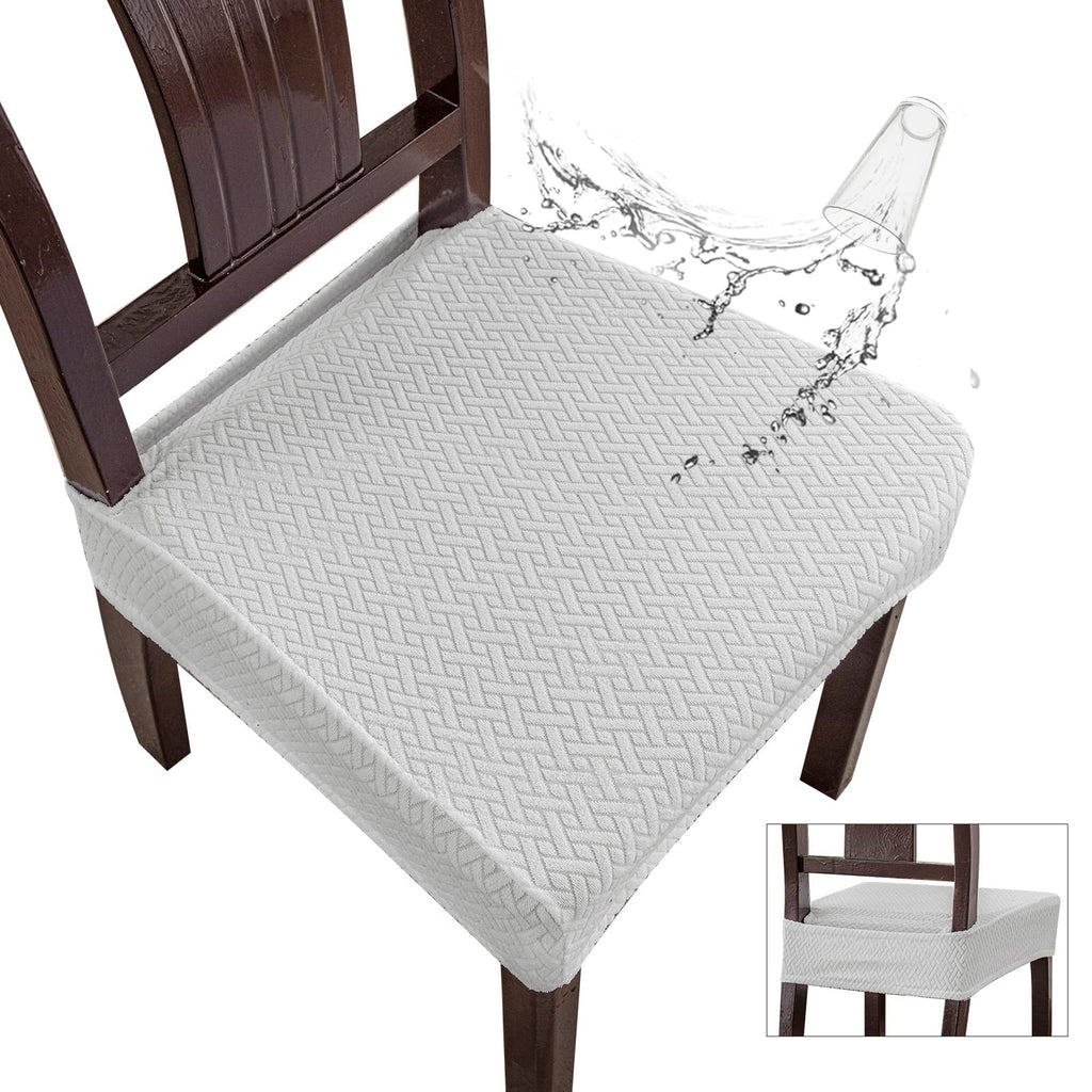 Genina Waterproof Seat Covers for Dining Room Chair Covers Waterproof Dining Chair Covers (4 PCS-Rear-Covered, White)