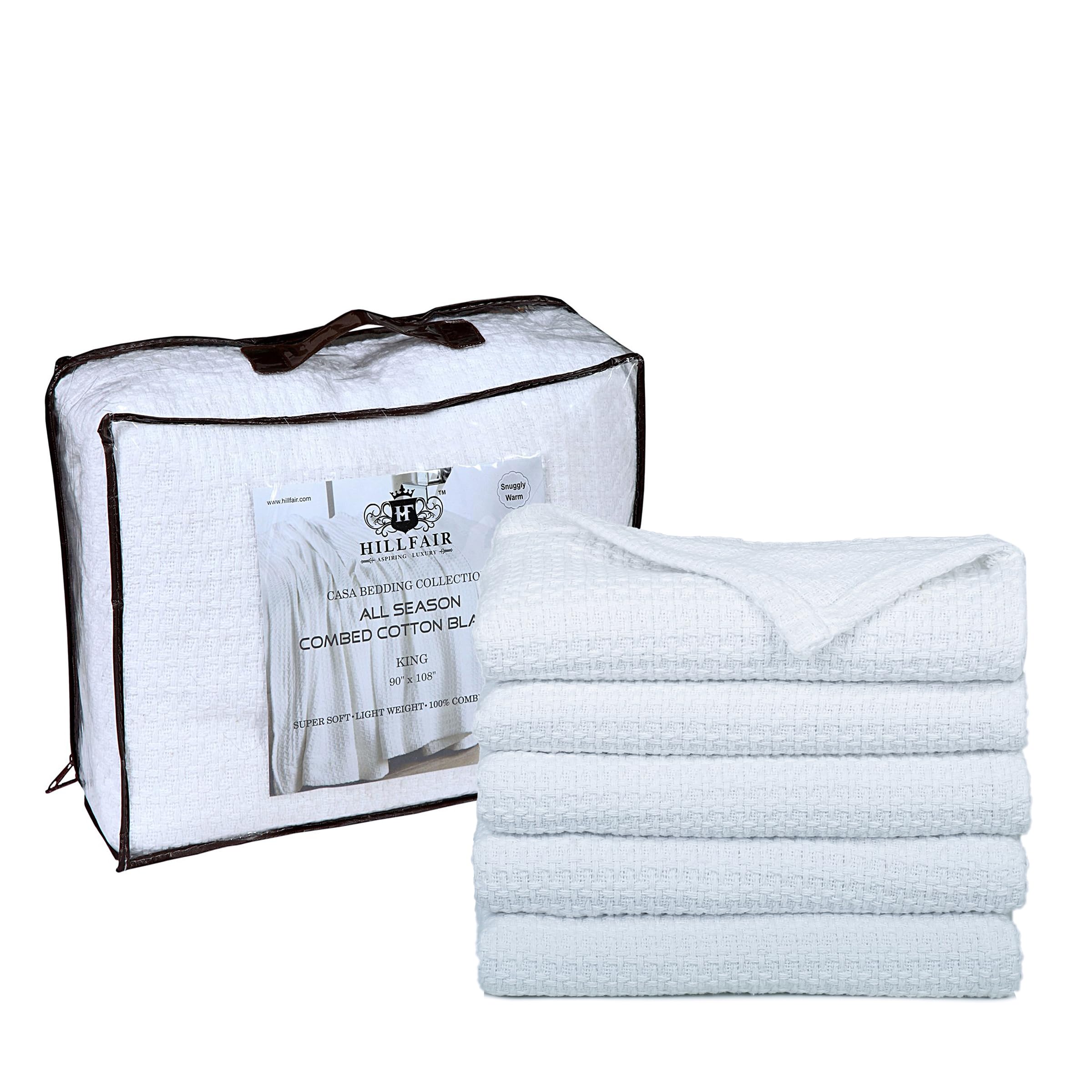 Hillfair 100% Cotton Xxl Oversized King Bed Blanket - 120' X 120' Family Size 10 Ft X 10 Ft Big - All Season Soft Cozy Breatha