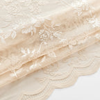 Seekright Beige Lace Cafe Curtains 36 Inch Length Rod Pocket Privacy Sheer Short Kitchen Curtains 2 Panels Set Light Filtering B