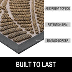 Colorxy Waterproof Doormat, Sturdy Natural Rubber Front Indoor/Outdoor Mat, Non-Slip Low Profile, Stain And Fade Resistant, Easy Clean Patio Entrance Mat, 30''X17'', Brown