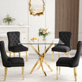 Af Artisan Furniture 36' Square Glass Dining Table Set For 4, 5-Piece Modern Kitchen Table With 4 Black Velvet Chairs, Modern C