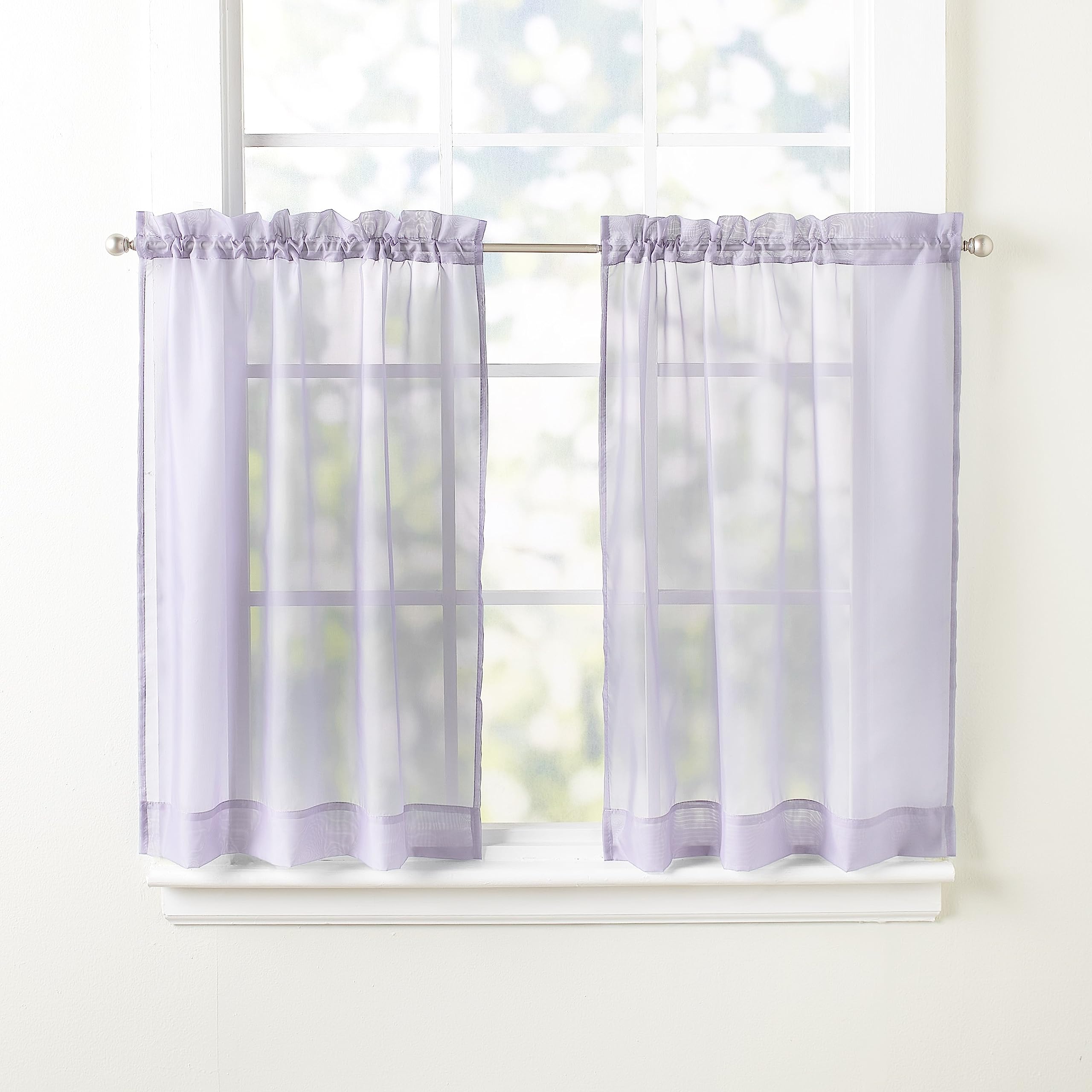 Emelia Voile Window Treatment Tier Set - 24' Lilac - 2 Pieces