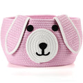Zopeal Woven Dog Basket with Handle Toy Storage, Pink, 13 x 8 Inch