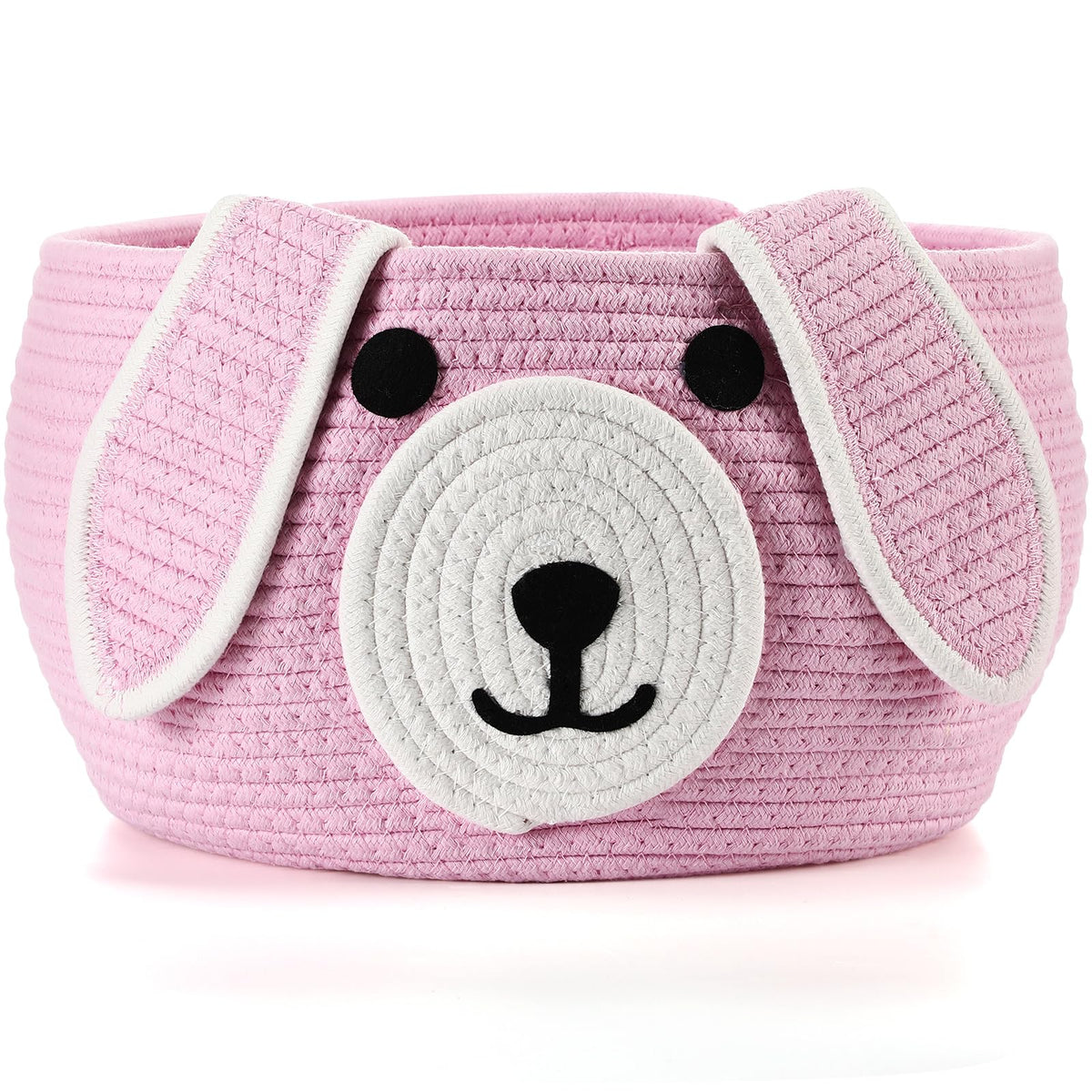 Zopeal Woven Dog Basket with Handle Toy Storage, Pink, 13 x 8 Inch