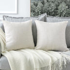 Otostar Linen Throw Pillow Covers Set Of 2 Decorative Square Pillowcases Cushion Covers 14X14 Inch For Home Decor Sofa Bedroom Car 35 X 35 Cm Beige