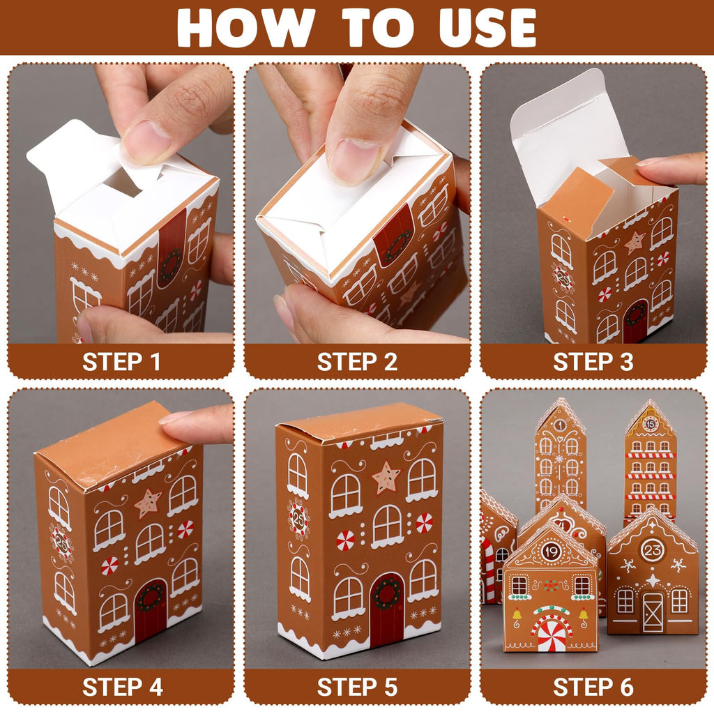 Fuutreo 25 Pcs Christmas Advent Calendar Boxes Cardboard 24 Days Advent Countdown Gift Boxes Empty Number House Shaped Gift Boxe