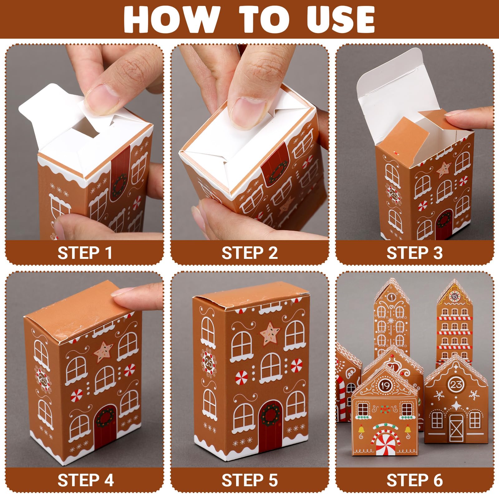 Fuutreo 25 Pcs Christmas Advent Calendar Boxes Cardboard 24 Days Advent Countdown Gift Boxes Empty Number House Shaped Gift Boxe